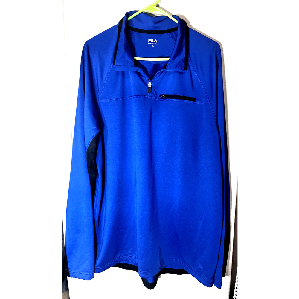 Men's Fila Sweatshirt 1/4 Zip Performance Pullover Size XL Royal Blue